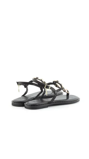 Sandàlies Caryatis Cuir Negre amb Pedres